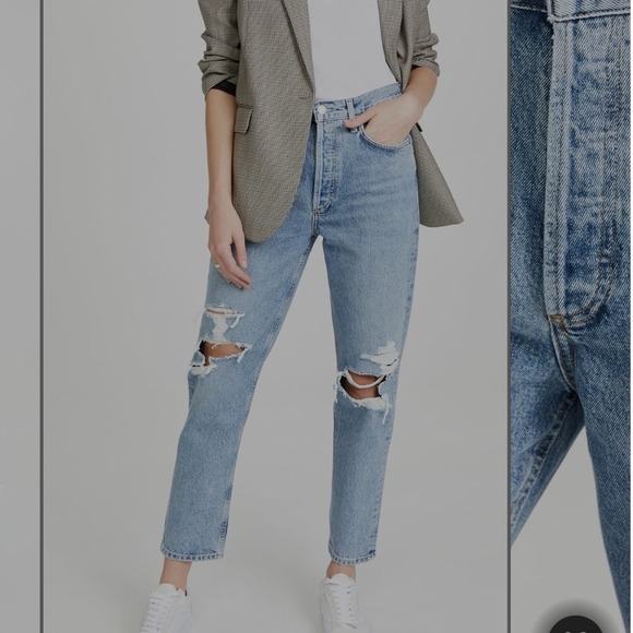 Agolde Denim - AGOLDE Fen High‎ Rise Relaxed Taper Jeans Size 28 Distressed Denim Button Fly